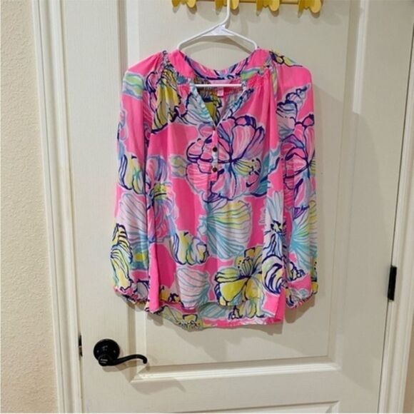 Lilly Pulitzer Silk Pullover Blouse Size XS - Picture 1 of 7